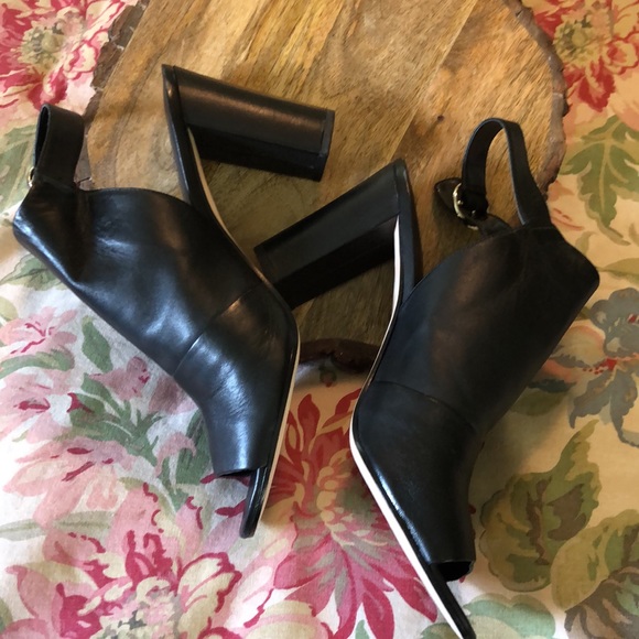 VIA SPIGA Size 12M Open Toe LEATHER Clog 4” Heel Anklestrap 
Leather Buckle $178 - Picture 9 of 17